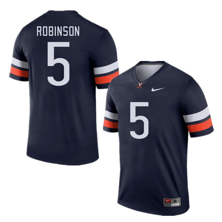Men #5 Kam Robinson Virginia Cavaliers College Football Jerseys Stitched Sale-Navy - Click Image to Close